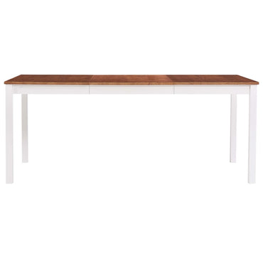 Dining Table White And Brown 180X90X73 Cm Pinewood