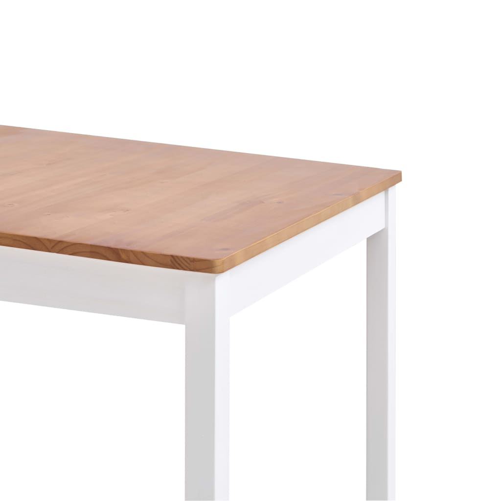 Dining Table White And Brown 180X90X73 Cm Pinewood