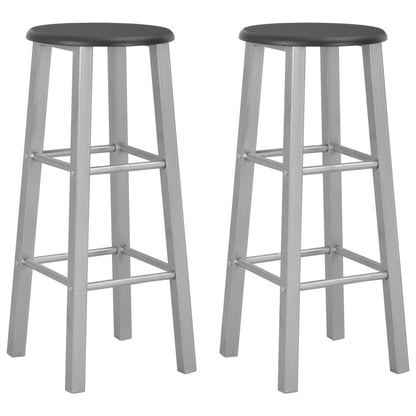 Bar Stools 2 Pcs Silver Mdf