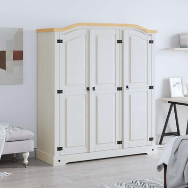 Wardrobe Mexican Pine Corona Range 3 Doors White