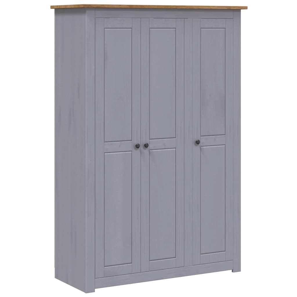 3-Door Wardrobe Grey 118X50X171.5 Cm Pine Panama Range