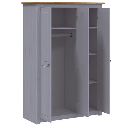 3-Door Wardrobe Grey 118X50X171.5 Cm Pine Panama Range