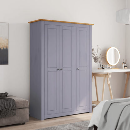 3-Door Wardrobe Grey 118X50X171.5 Cm Pine Panama Range