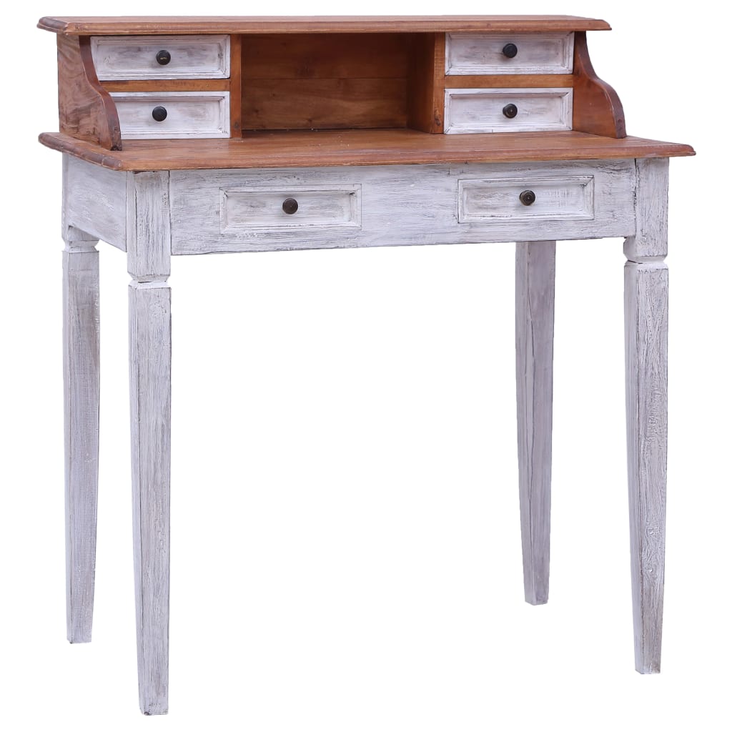 Writing Desk With Drawers 90X50X101 Cm Solid Mahogany Wood