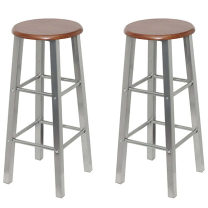 Bar Stools 4 Pcs Silver And Brown Mdf