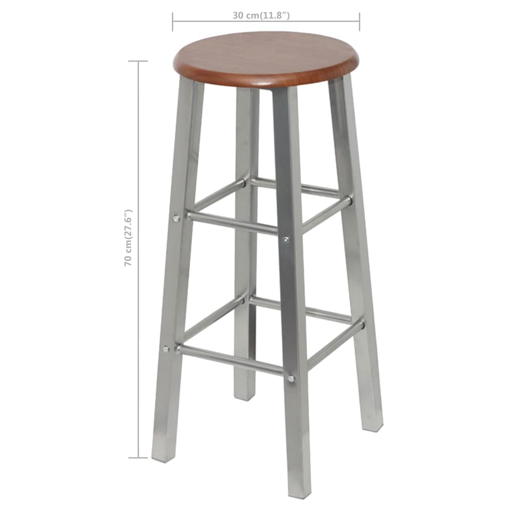 Bar Stools 4 Pcs Silver And Brown Mdf