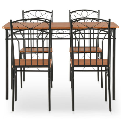 5 Piece Dining Set Mdf And Steel Brown