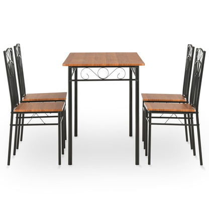 5 Piece Dining Set Mdf And Steel Brown