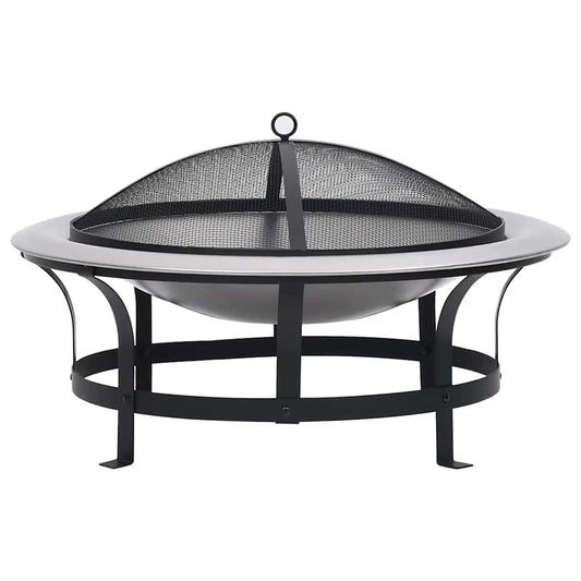 Outdoor Fire Pit With Grill Stainless Steel 76 Cm