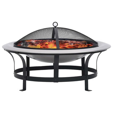 Outdoor Fire Pit With Grill Stainless Steel 76 Cm