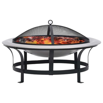 Outdoor Fire Pit With Grill Stainless Steel 76 Cm