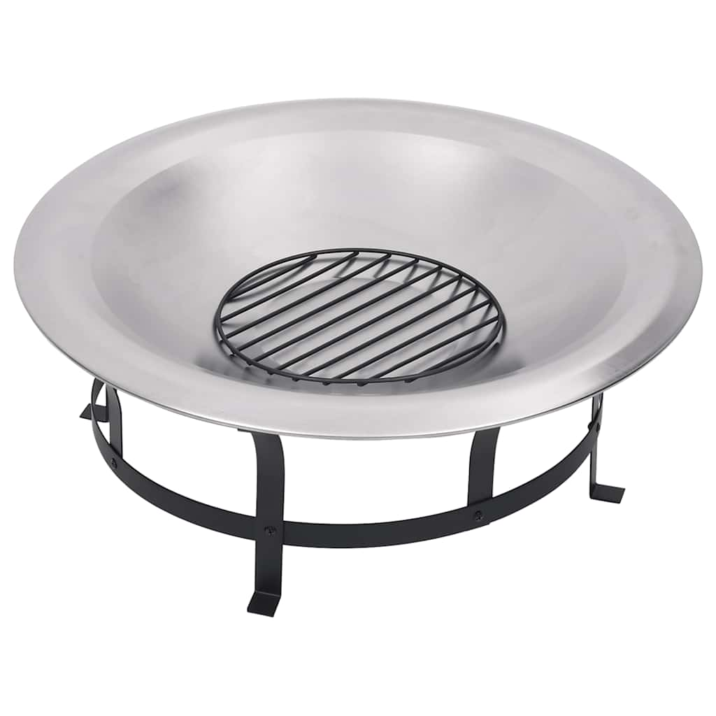 Outdoor Fire Pit With Grill Stainless Steel 76 Cm