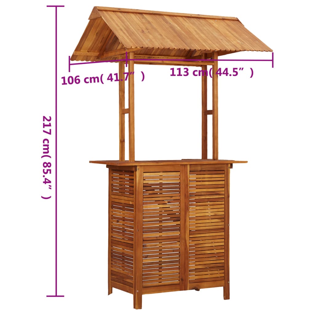 Outdoor Bar Table With Rooftop 113X106X217 Cm Solid Acacia Wood