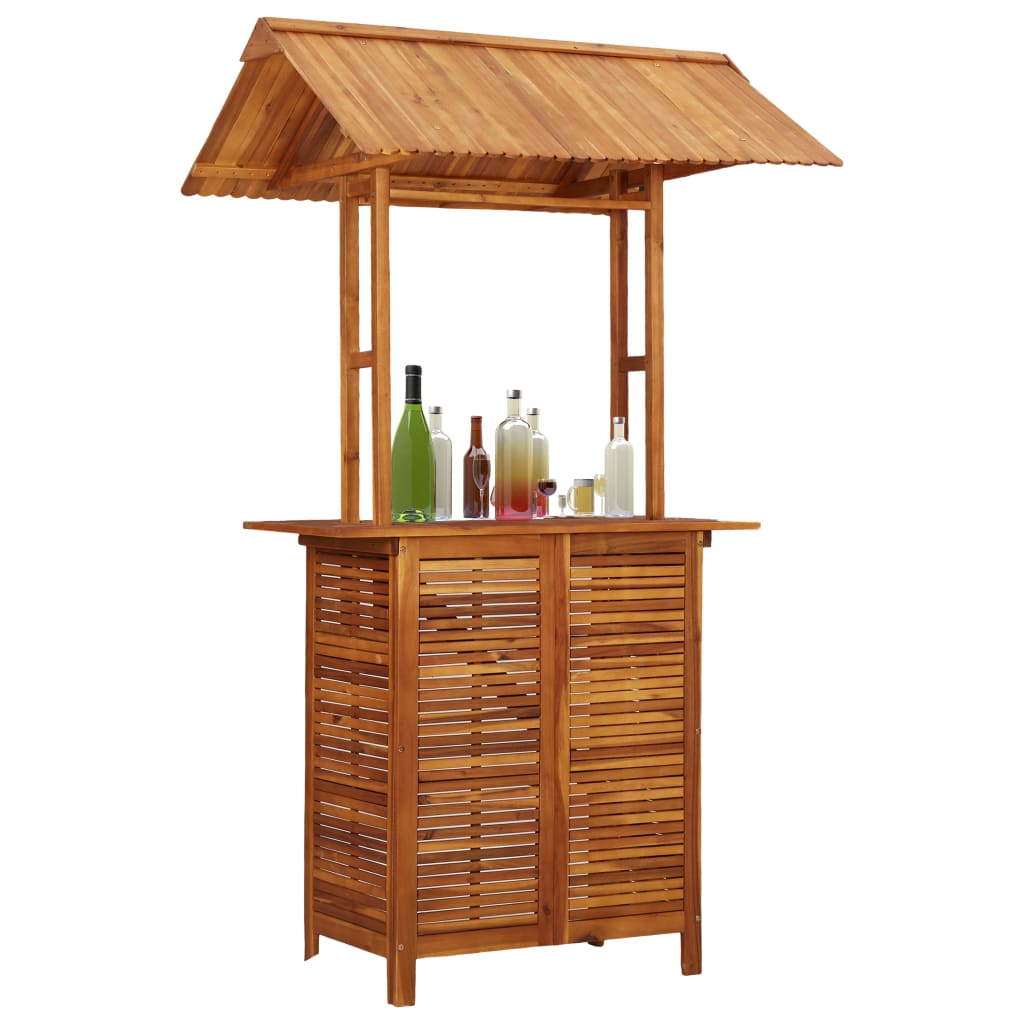 Outdoor Bar Table With Rooftop 113X106X217 Cm Solid Acacia Wood