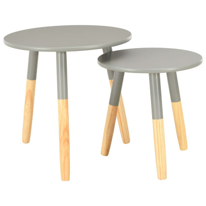 Side Tables 2 Pcs Grey Solid Pinewood