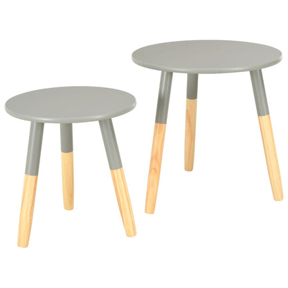 Side Tables 2 Pcs Grey Solid Pinewood