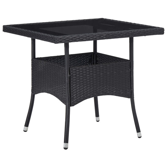 Outdoor Dining Table Black Poly Rattan And Glass