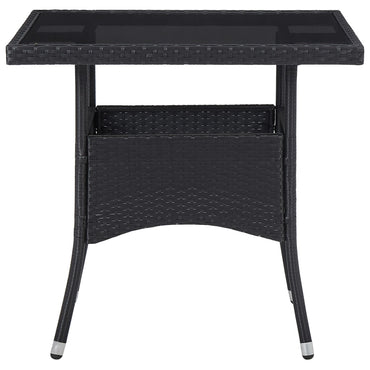 Outdoor Dining Table Black Poly Rattan And Glass