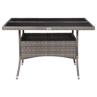 Outdoor Dining Table Grey Poly Rattan And Glass