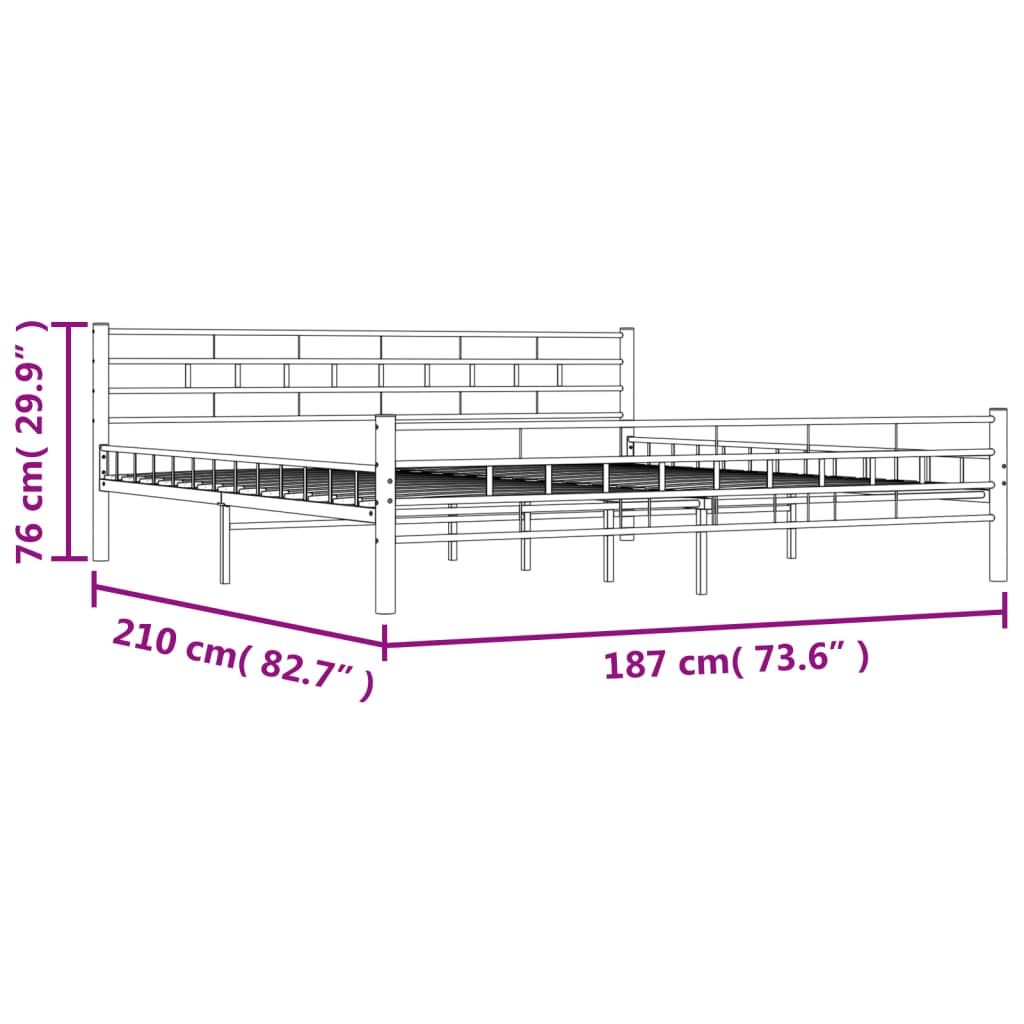 Bed Frame Black Steel 180X200 Cm Super King