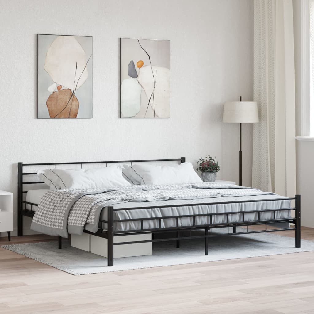 Bed Frame Black Steel 180X200 Cm Super King