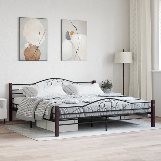 Bed Frame Black Metal 180X200 Cm Super King