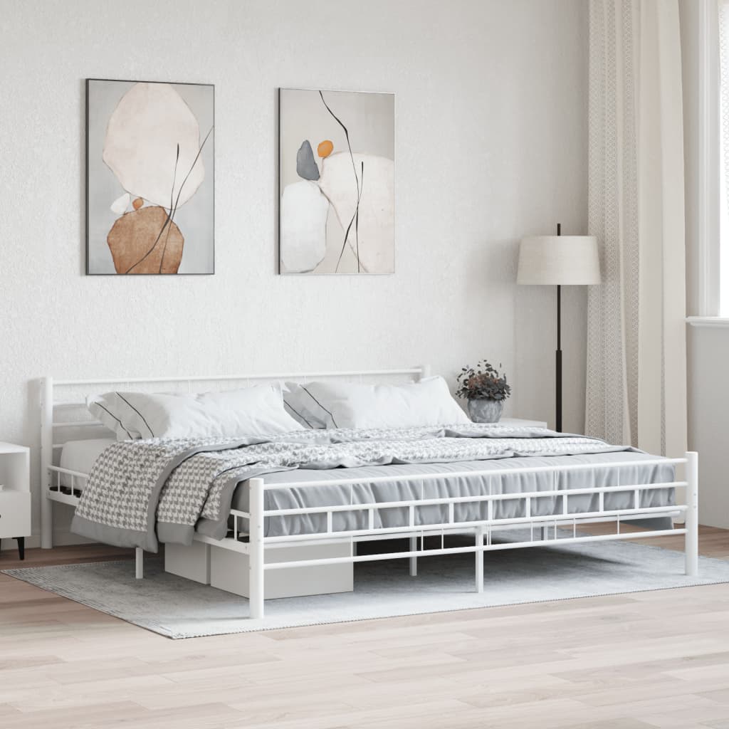 285300 Bed Frame White Metal 180X200 Cm Super King