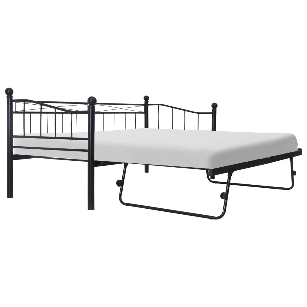 Bed Frame Black Steel 180X200/90X200 Cm Double