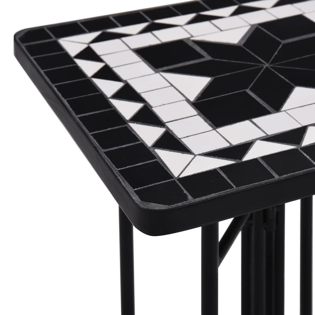 Mosaic Side Table Black And White Ceramic