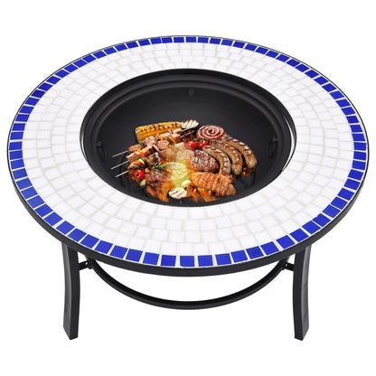 Mosaic Fire Pit Blue And White 68Cm Ceramic