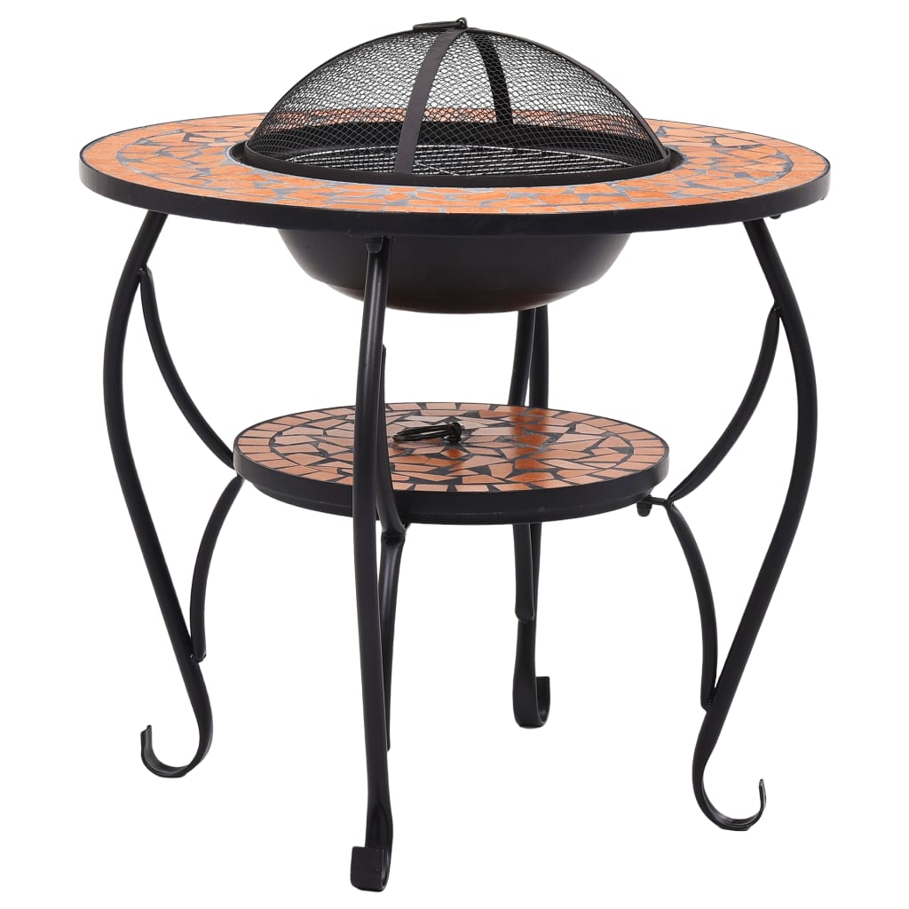 Mosaic Fire Pit Table Terracotta 68 Cm Ceramic