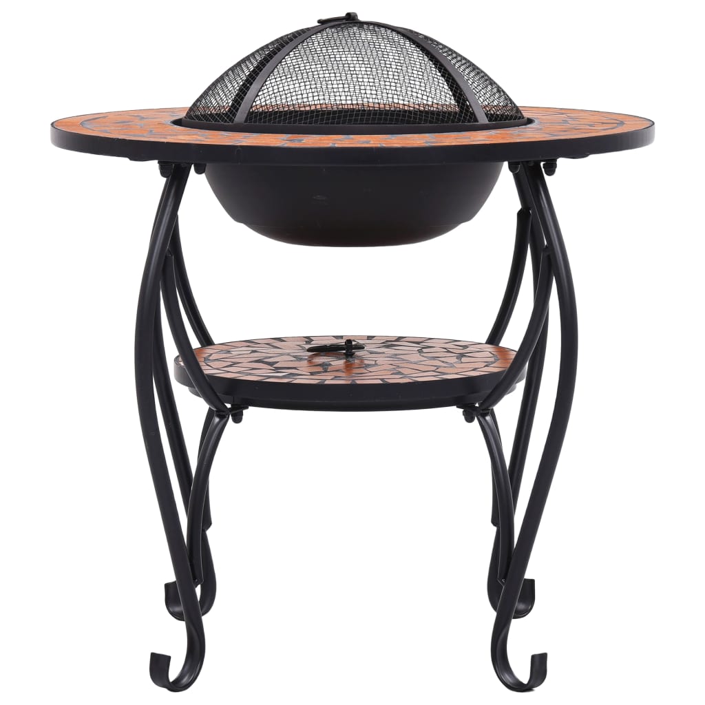 Mosaic Fire Pit Table Terracotta 68 Cm Ceramic