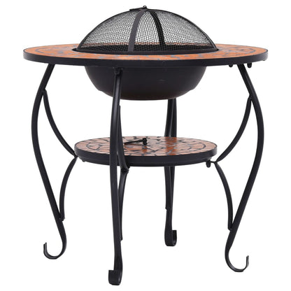 Mosaic Fire Pit Table Terracotta 68 Cm Ceramic