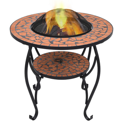 Mosaic Fire Pit Table Terracotta 68 Cm Ceramic