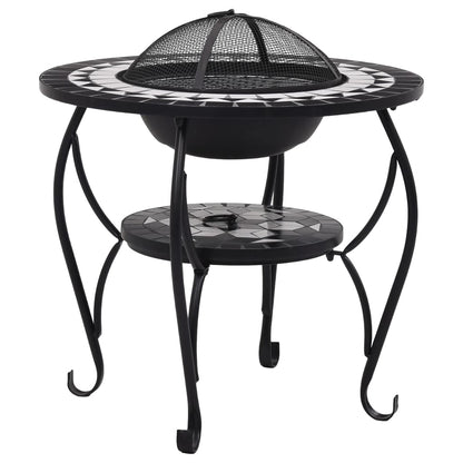 Mosaic Fire Pit Table Black And White 68 Cm Ceramic