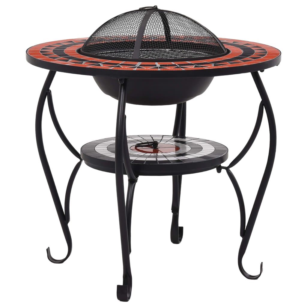 Mosaic Fire Pit Table Terracotta And White 68 Cm Ceramic