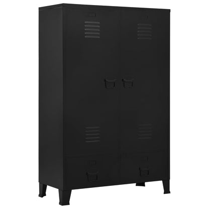 Wardrobe Industrial Black 90X40X140 Cm Steel