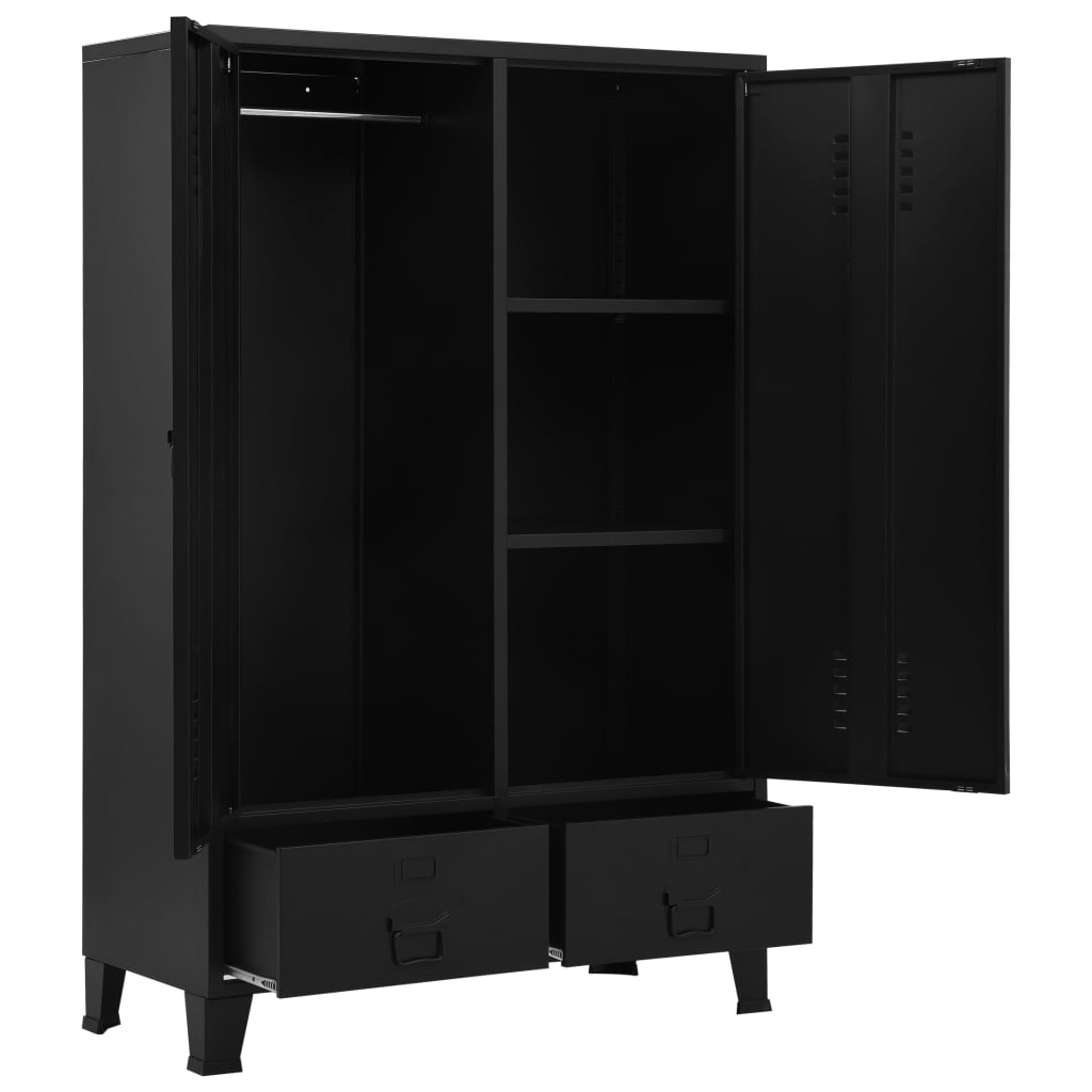 Wardrobe Industrial Black 90X40X140 Cm Steel