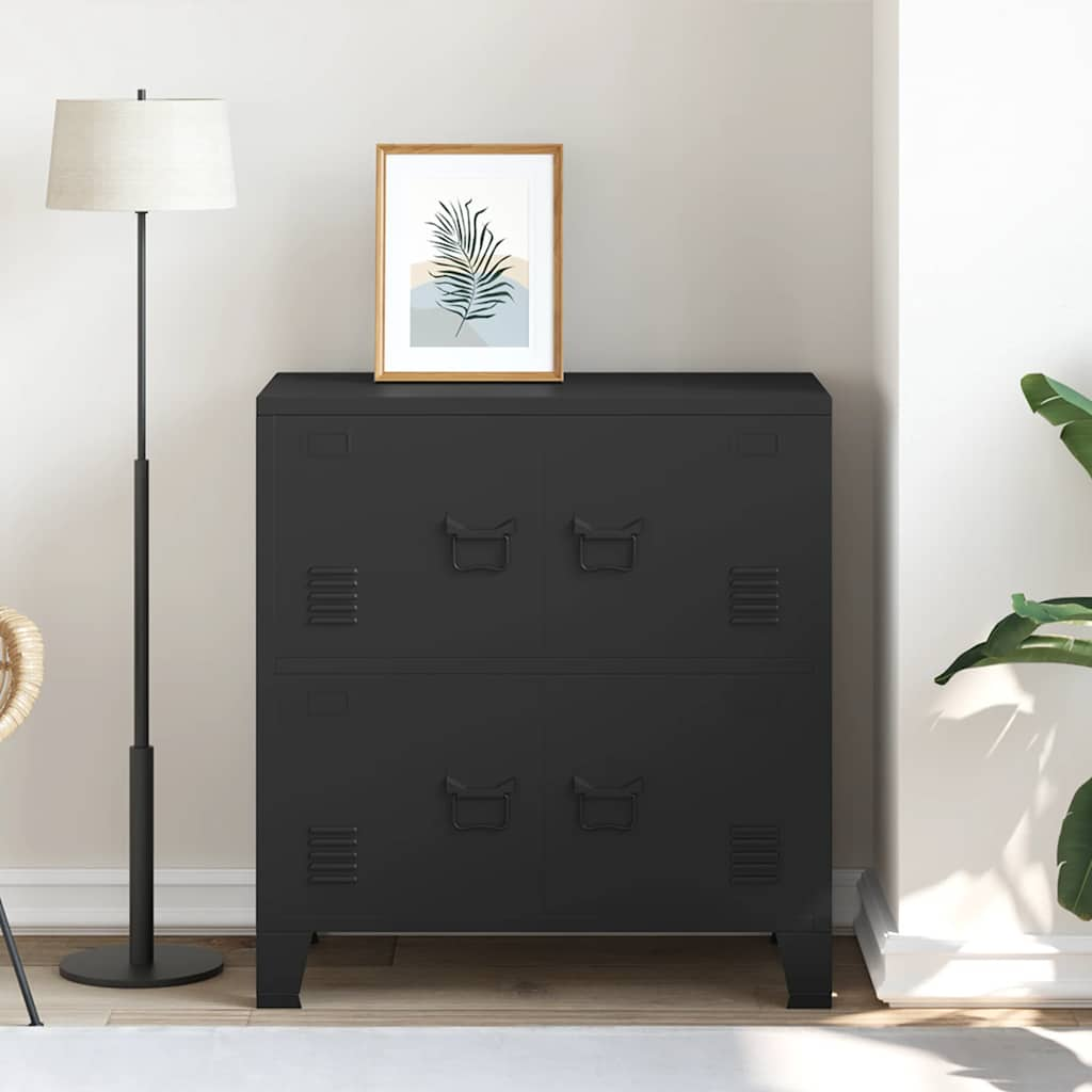 Industrial Storage Chest Black 75X40X80 Cm Steel