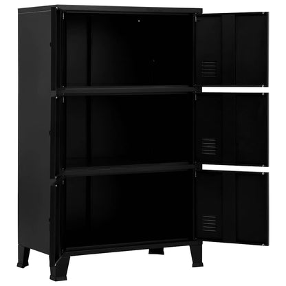 Industrial Storage Chest Black 75X40X120 Cm Steel