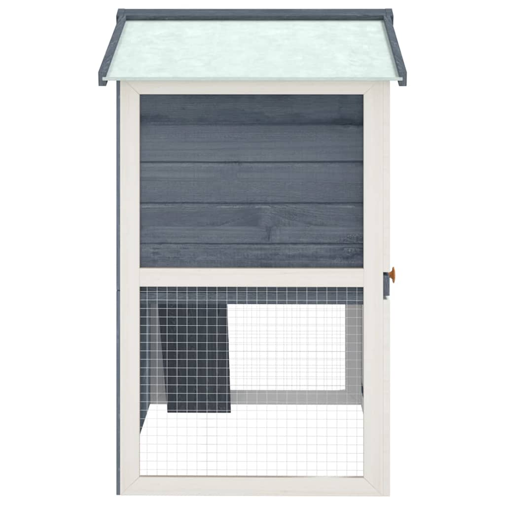 Outdoor Rabbit Hutch 3 Doors Grey Wood