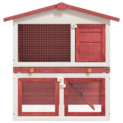 Outdoor Rabbit Hutch 3 Doors Red Wood