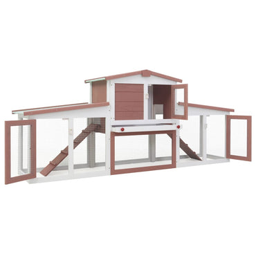 Outdoor Large Rabbit Hutch Brown And White 204X45X85 Cm Wood