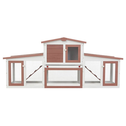 Outdoor Large Rabbit Hutch Brown And White 204X45X85 Cm Wood