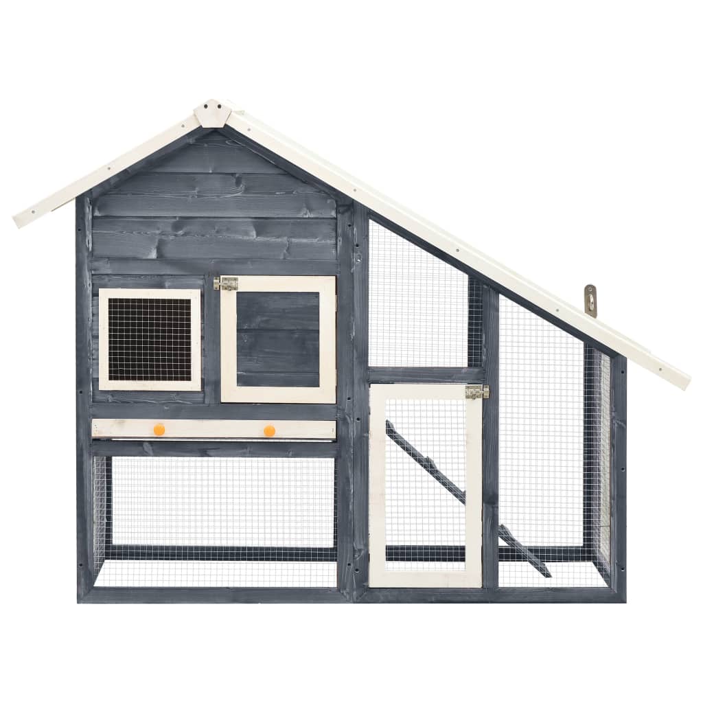 Rabbit Hutch Grey And White 140X63X120 Cm Solid Firwood