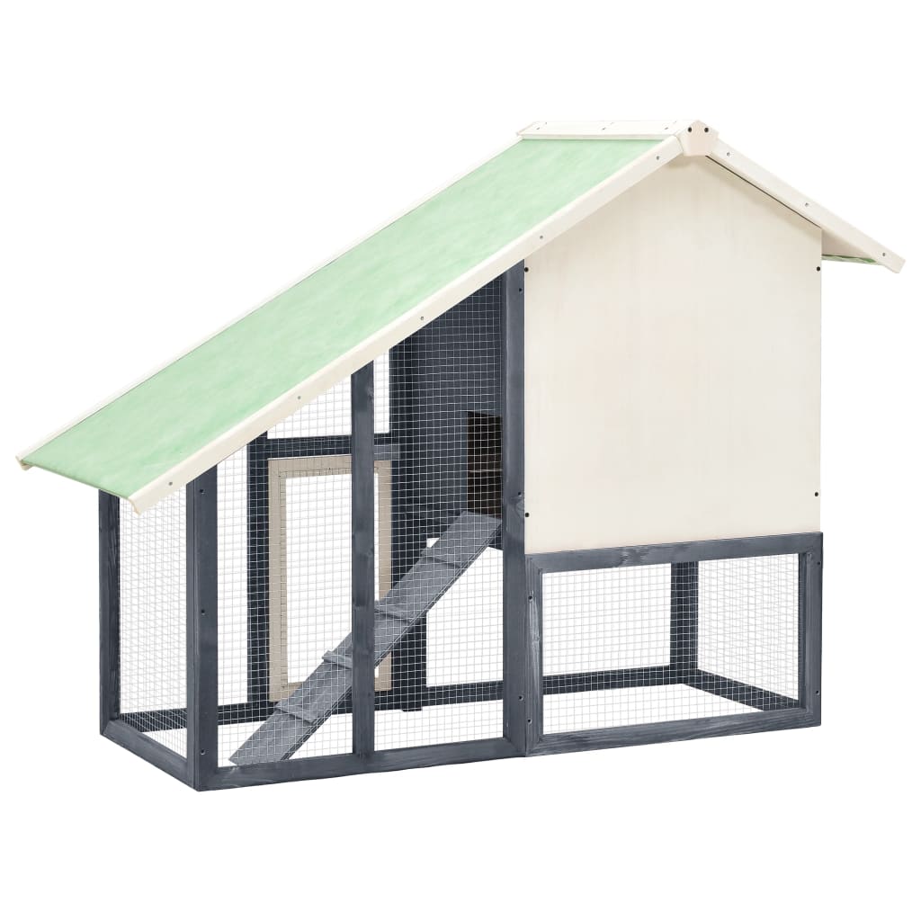 Rabbit Hutch Grey And White 140X63X120 Cm Solid Firwood