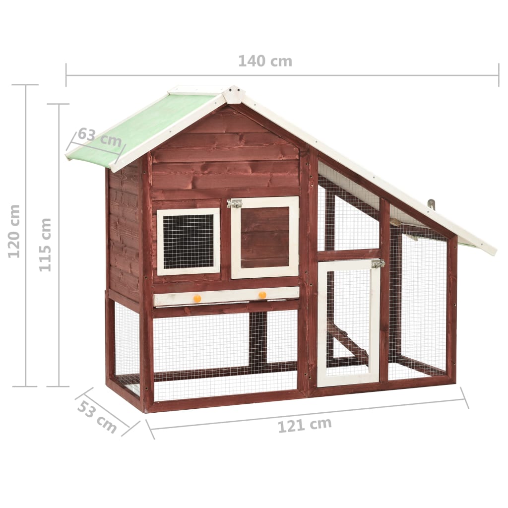 Rabbit Hutch Mocha And White 140X63X120 Cm Solid Firwood