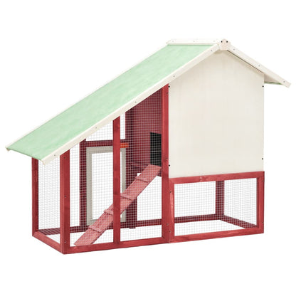 Rabbit Hutch Red And White 140X63X120 Cm Solid Firwood