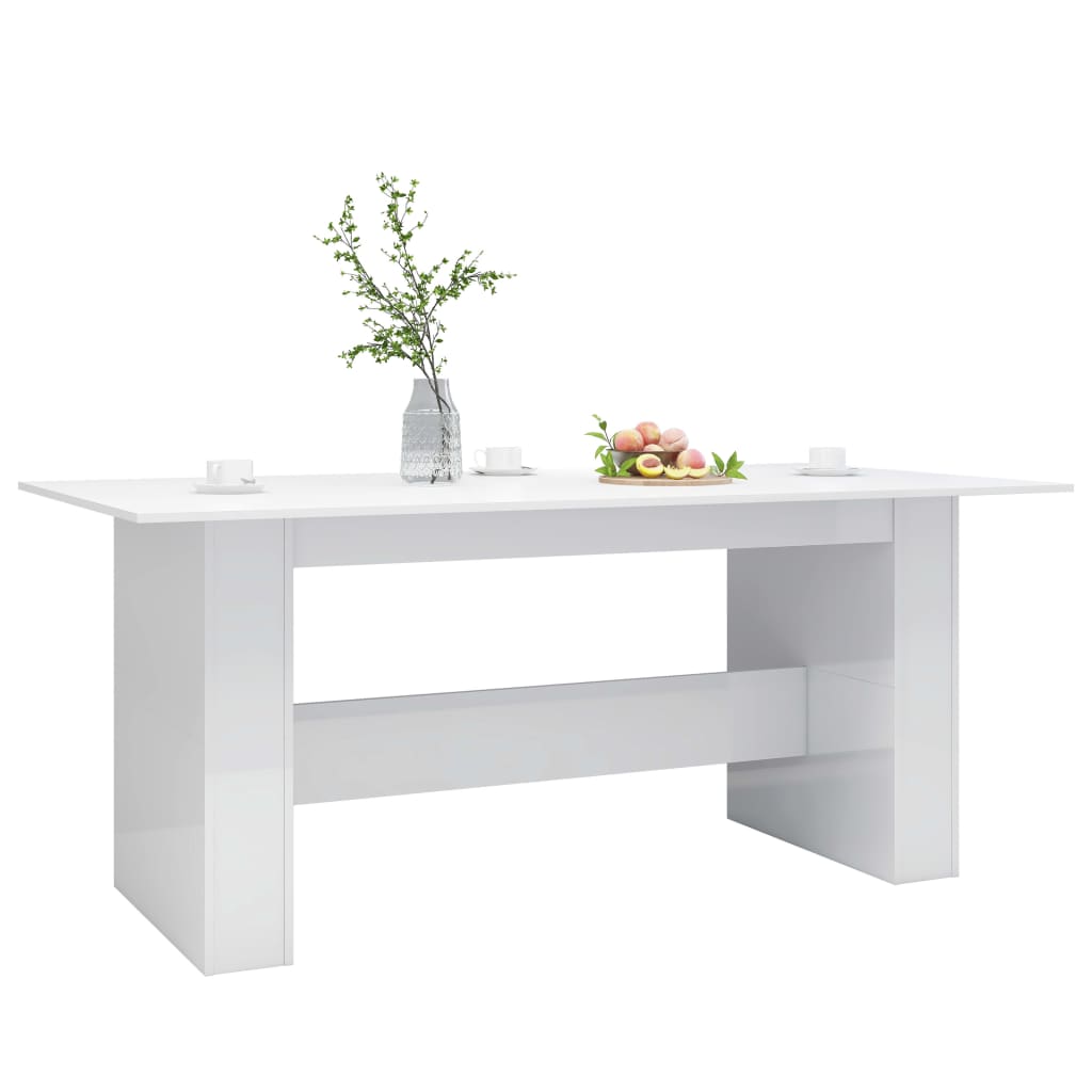 Dining Table High Gloss White 180X90X76 Cm Engineered Wood