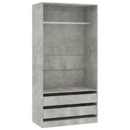 Wardrobe Concrete Grey | Hinged | Concrete Grey | 2 Drawers | 1 Door | 100cm